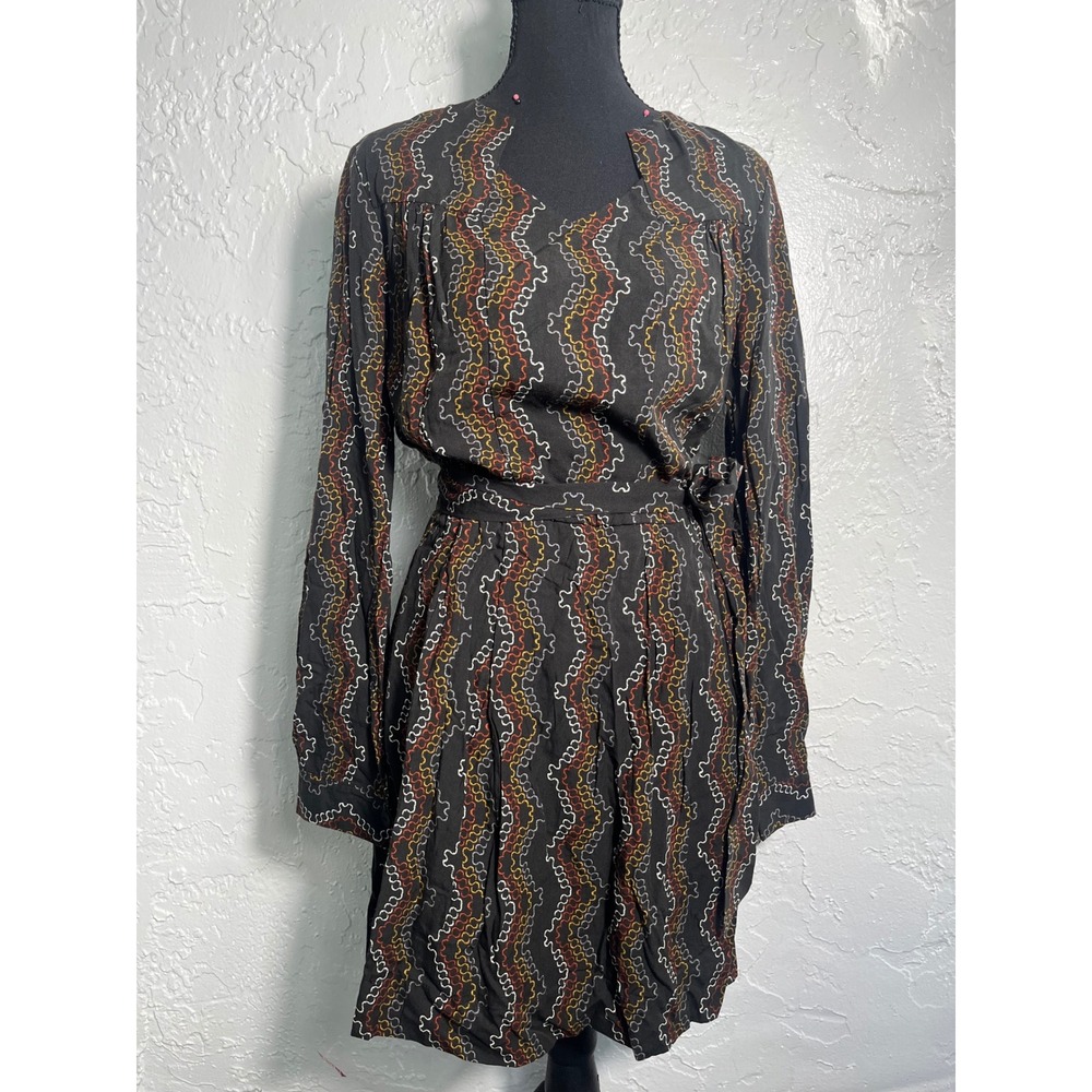 Totem Brazil Abstract Print Belted Viscose Dress Size 1